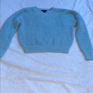 cute fuzzy turquoise sweater